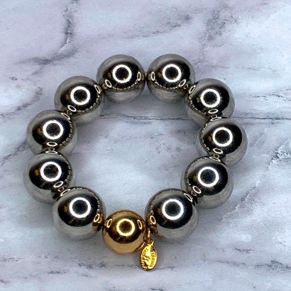 Tarina Tarantino Large Metal Bead Stretch Bracelet